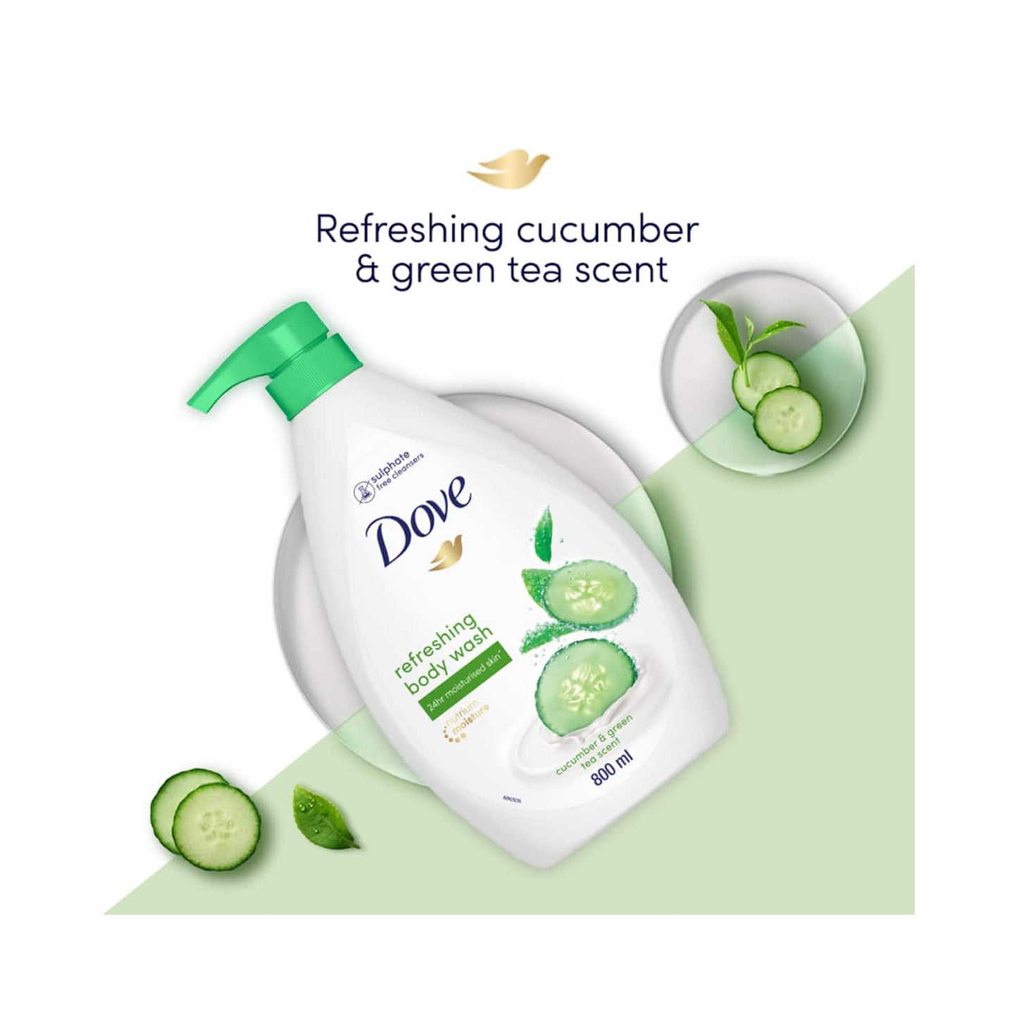 Dove Refreshing Body Wash With Cucumber & Green Tea Scent (800ml)