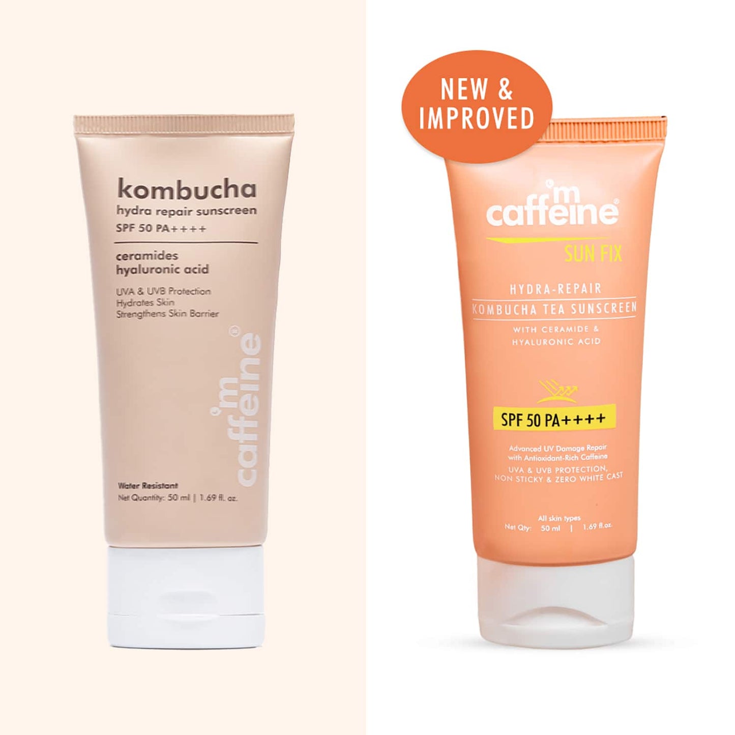 mCaffeine Hydra Repair Sunscreen SPF 50 PA++++ with Kombucha Tea UVA-UVB Protection & No White Cast