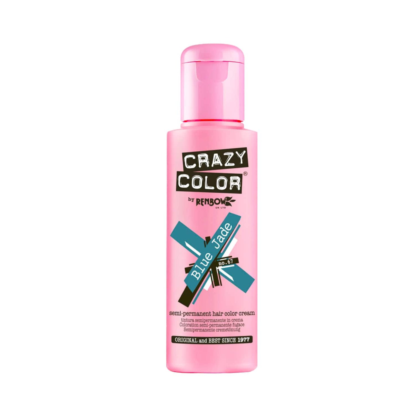 Crazy Color Semi Permanent Hair Color Cream - 67 Blue Jade (100ml)